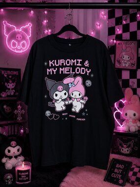 Sanrio Kuromi & My Melody Pixel Best Friends Tee Black